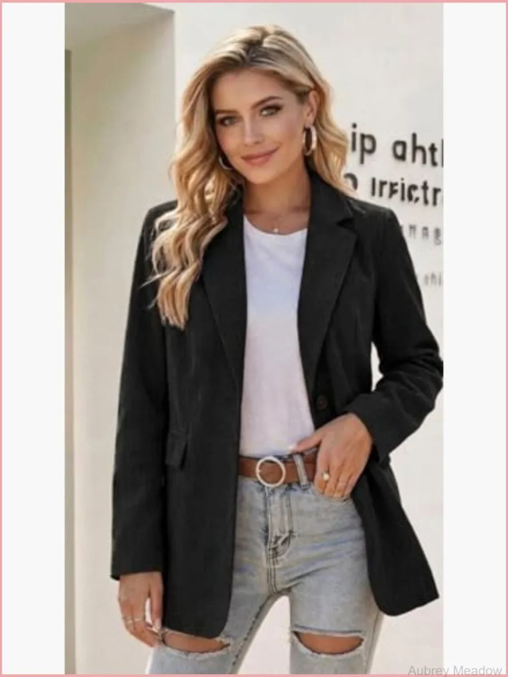 Long Sleeve Corduroy Blazer Notch Lapel Business Casual Dressy Suit Jacket